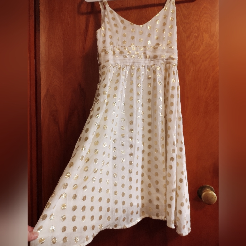 H & M sundress. Ivory with gold dots. Cocktail length. Women's 4. - Picture 8 of 10